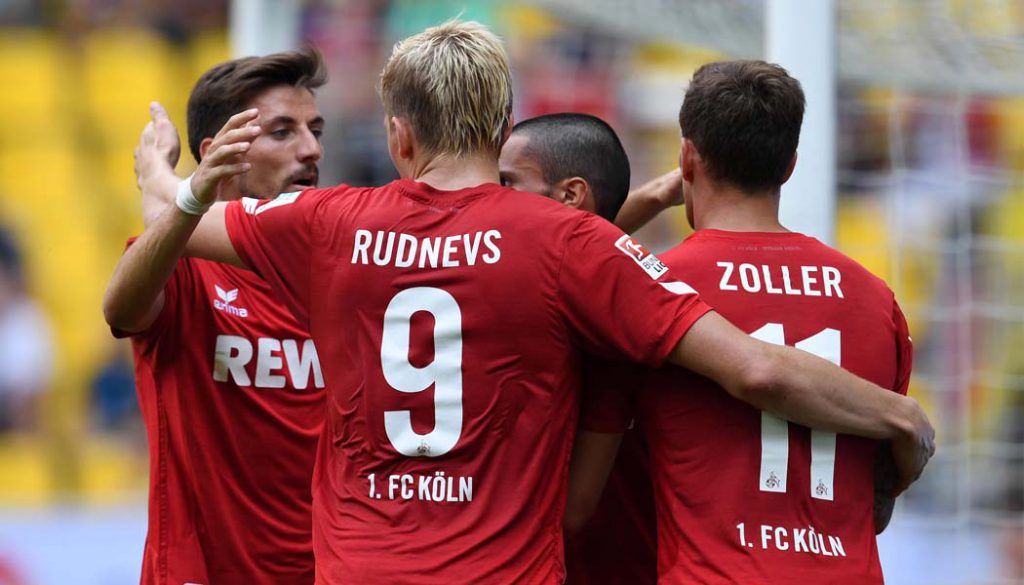 Artjoms Rudnevs erzielt gegen Marseille sein erstes Tor für den 1. FC Köln. (Foto: CvdL)