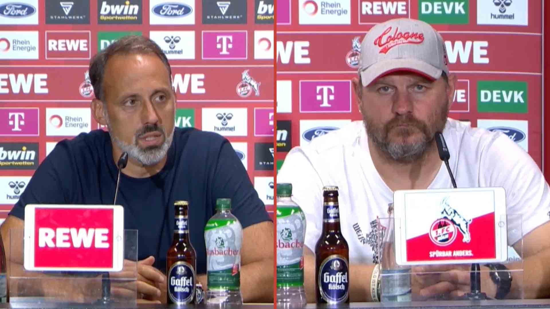 Pellegrino Matarrazo und Steffen Baumgart nach dem Spiel. (Foto: 1. FC Köln)