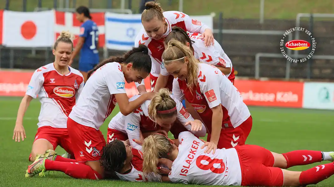 Die FC-Frauen bejubeln den Sieg gegen Potsdam. (Foto: Sylvia Eichinger)