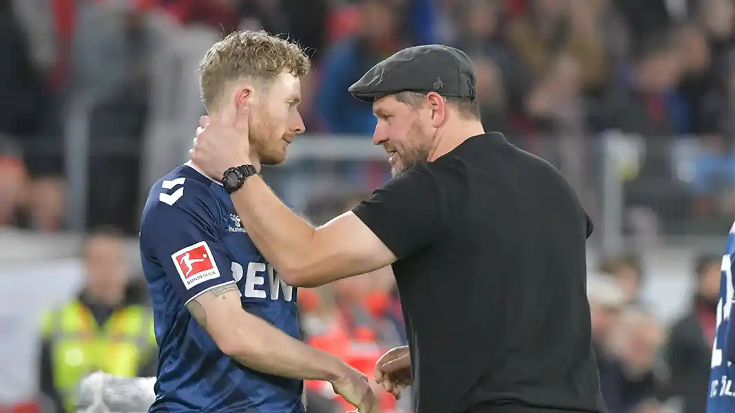 Florian Kainz und Steffen Baumgart im Spiel gegen den SC Freiburg. (Foto: IMAGO / Huebner)