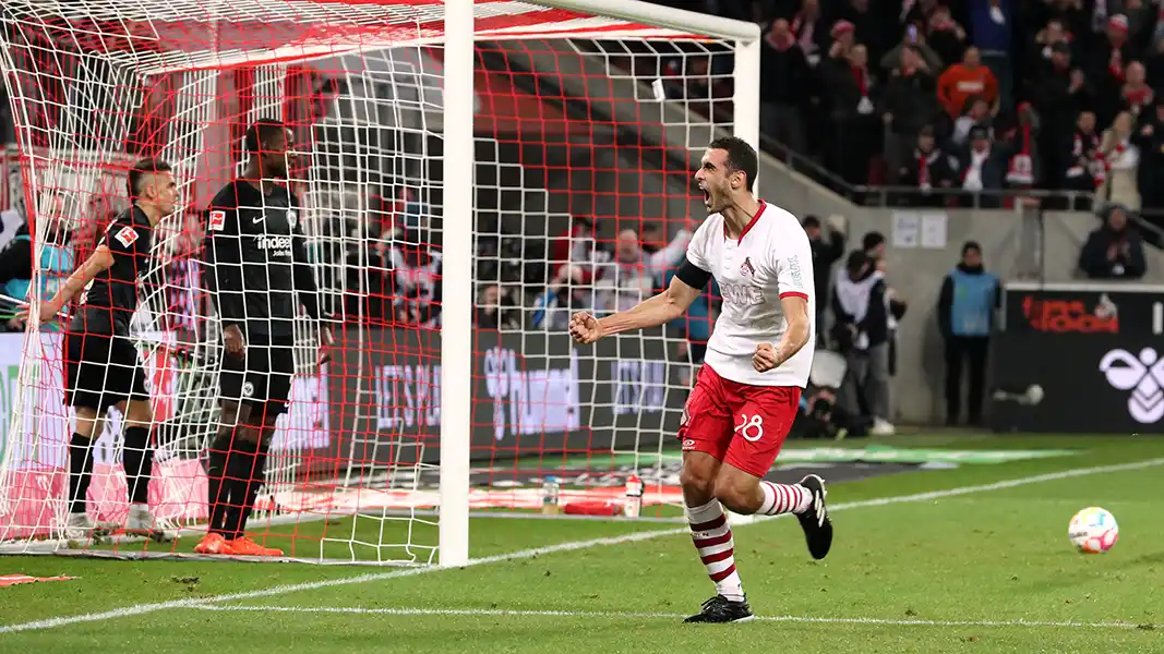 Ellyes Skhiri bejubelt sein 2:0 gegen die Eintracht. (Foto: Bucco)