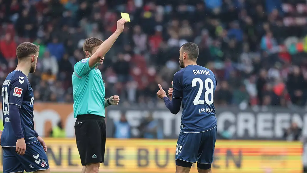 Ellyes Skhiri hat gegen den FC Augsburg seine fünfte Gelbe Karte gesehen. (Foto: IMAGO / Krieger)