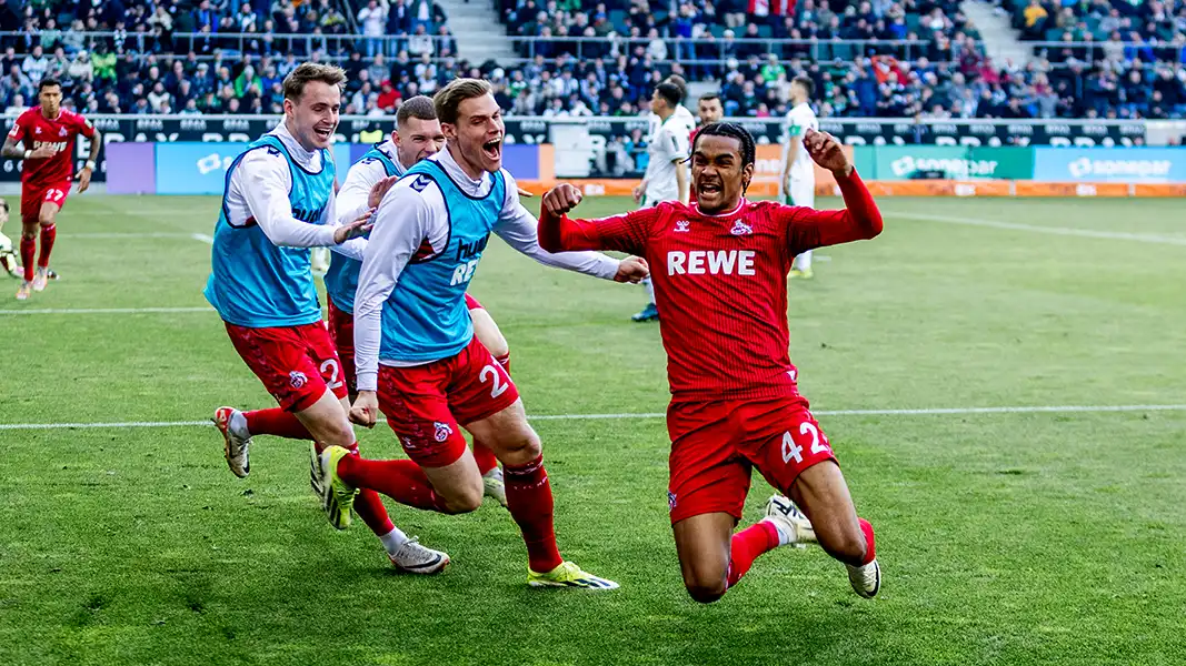 Damion Downs bejubelt sein erstes Bundesliga-Tor. (Foto: IMAGO / Mika Volkmann)