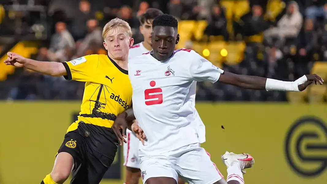 Hamed Cherif - hier im U17-Duell gegen Borussia Dortmund. (Foto: IMAGO / Patrick Ahlborn)