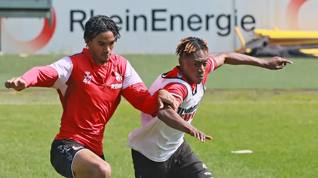 Justin Diehl im Training im Zweikampf mit Damion Downs. (Foto: Bucco)