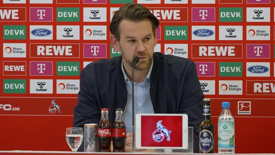 Thomas Kessler auf der Pressekonferenz vor dem Spiel gegen den 1. FC Heidenheim.