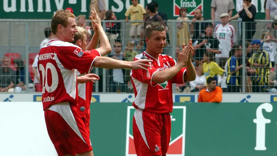 Lukas Podolski und Lukas Sinkiewicz zu gemeinsamen Profi-Zeiten beim 1. FC Köln. (Archivfoto: Bopp)