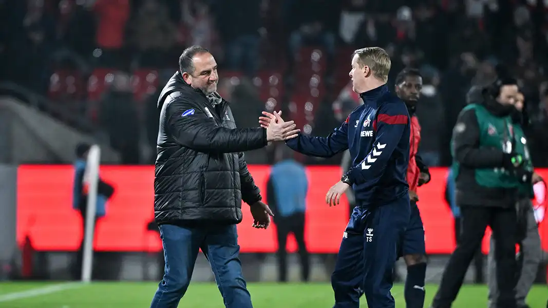 Frank Schmidt im Hinspiel mit Timo Schultz. (Foto: IMAGO / Team 2)