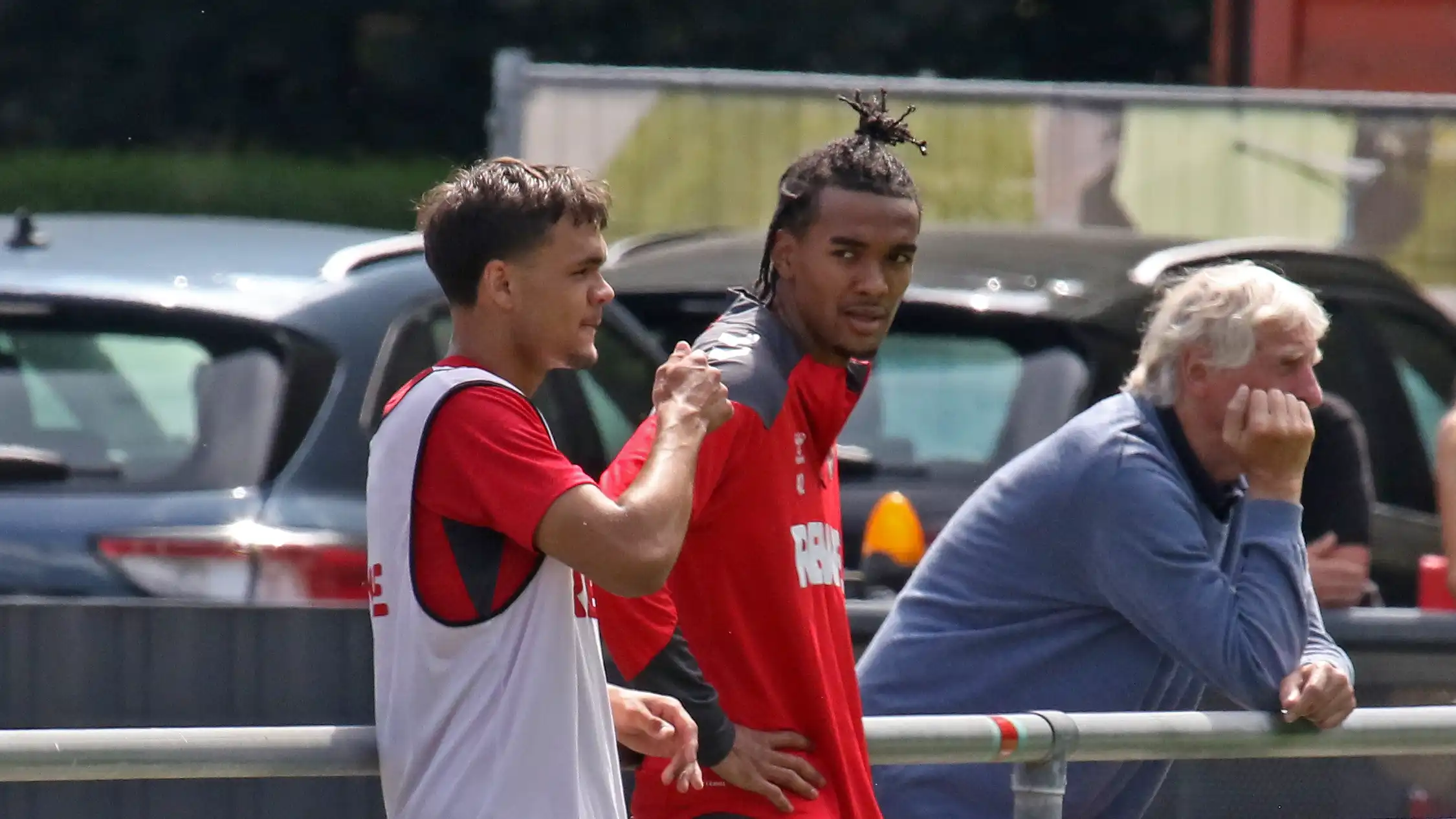 Max Finkgräfe und Damion Downs am Montag beim Training. (Foto: GEISSBLOG)