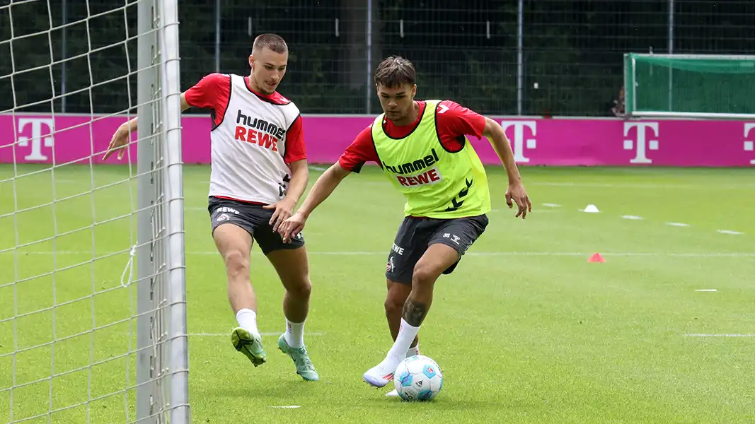 Max Finkgräfe am Montag im Training gegen Tim Lemperle. (Foto: GEISSBLOG)