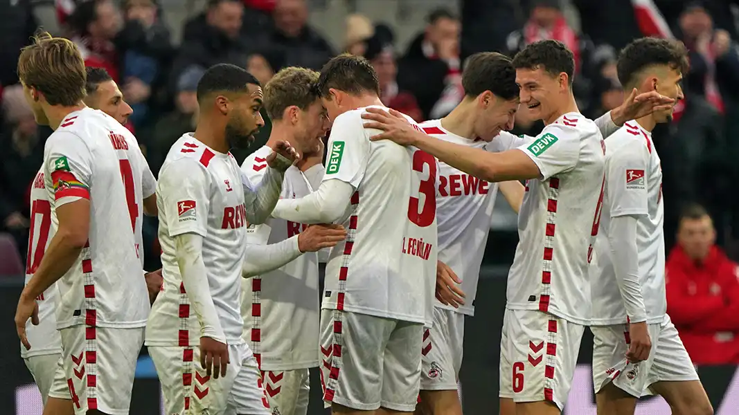 Großer Jubel beim FC über den Sieg gegen Nürnberg. (Foto: IMAGO / Chai v.d. Laage)