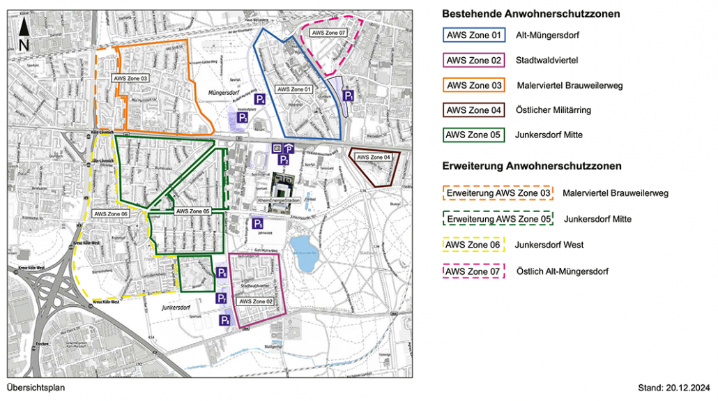 Die Anwohnerschutzzonen am Samstag gegen Elversberg. (Foto: Stadt Köln)