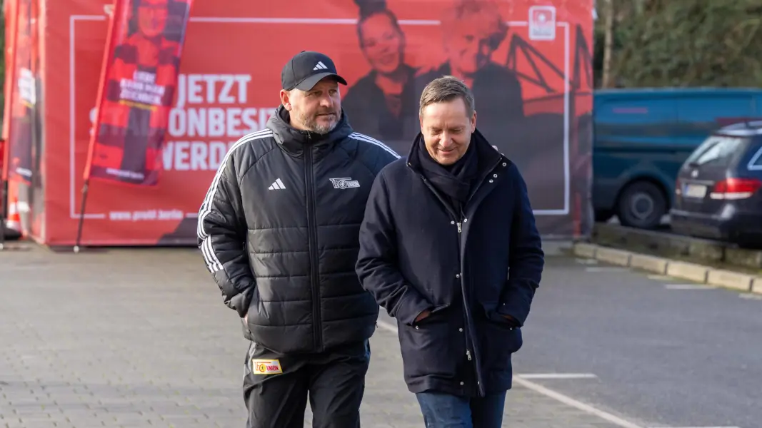 Zwei Ex-Kölner bei Union Berlin: Trainer Steffen Baumgart und Sportchef Horst Heldt. (Foto: IMAGO / Matthias Koch)