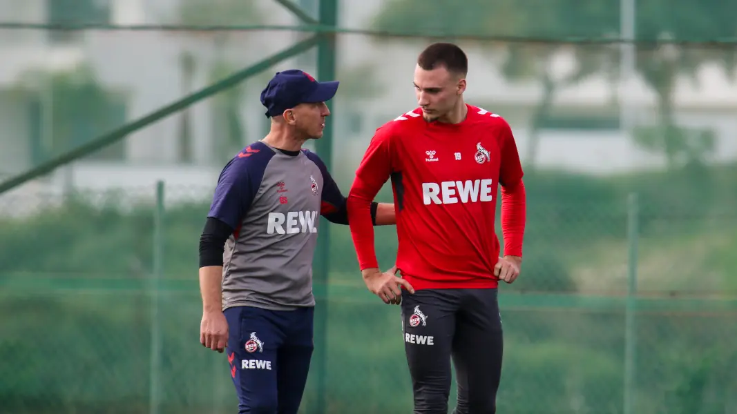 Gerhard Struber mit FC-Stürmer Tim Lemperle in Estepona. (Foto: GEISSBLOG)