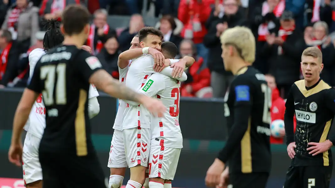 Freude und Erleichterung beim 1. FC Köln nach dem 1:0-Sieg. (Foto: Bucco)