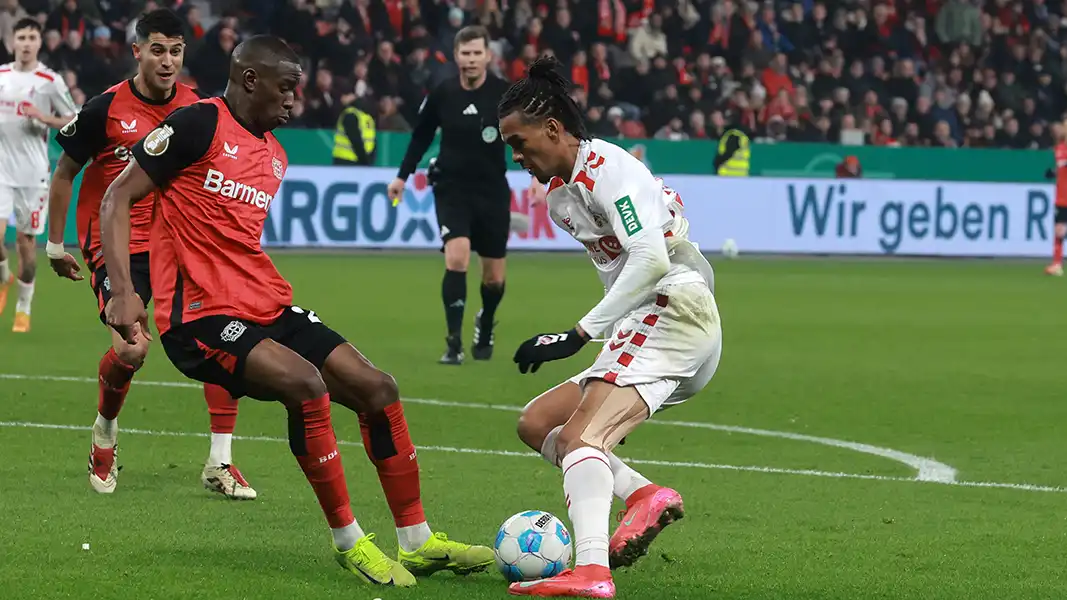 Damion Downs lässt den FC mit seinem Tor zum 1:0 in Leverkusen hoffen. (Foto: Bucco)