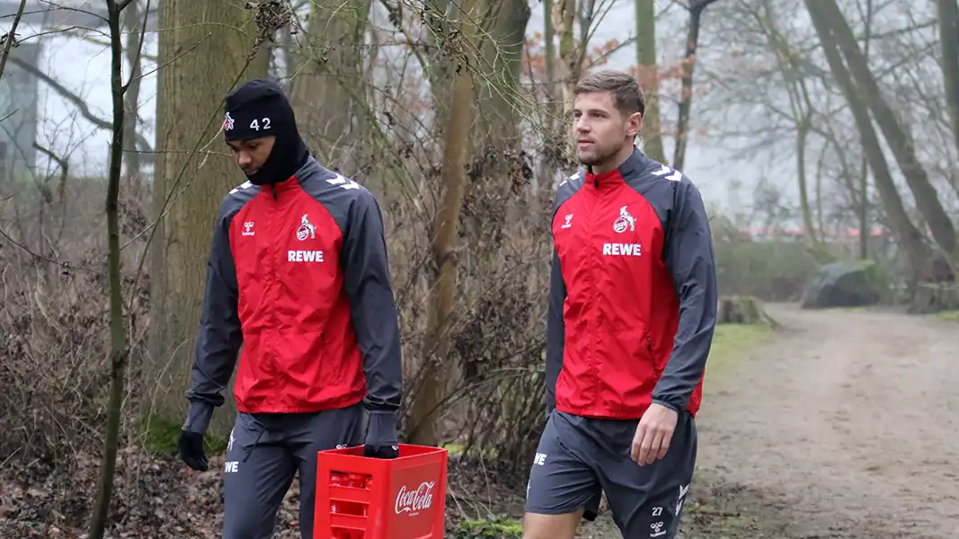 Training am Mittwochvormittag: Imad Rondic (re.) und Damion Downs gehen zum Anschwitzen ins Franz-Kremer-Stadion. (Foto: GEISSBLOG)