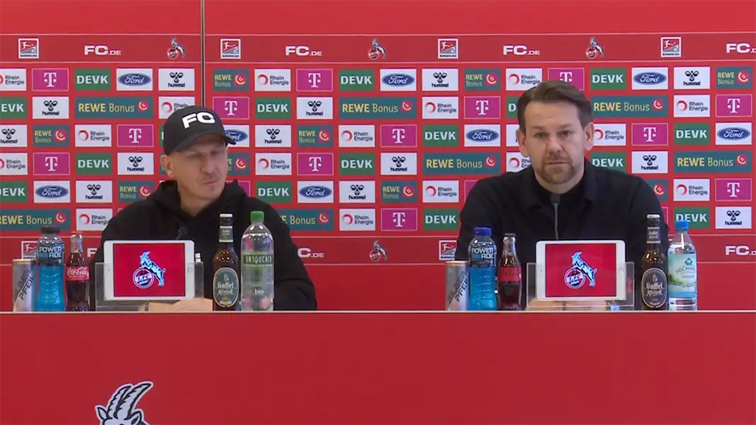 Gerhard Struber und Thomas Kessler auf der Pressekonferenz. (Foto: GEISSBLOG)