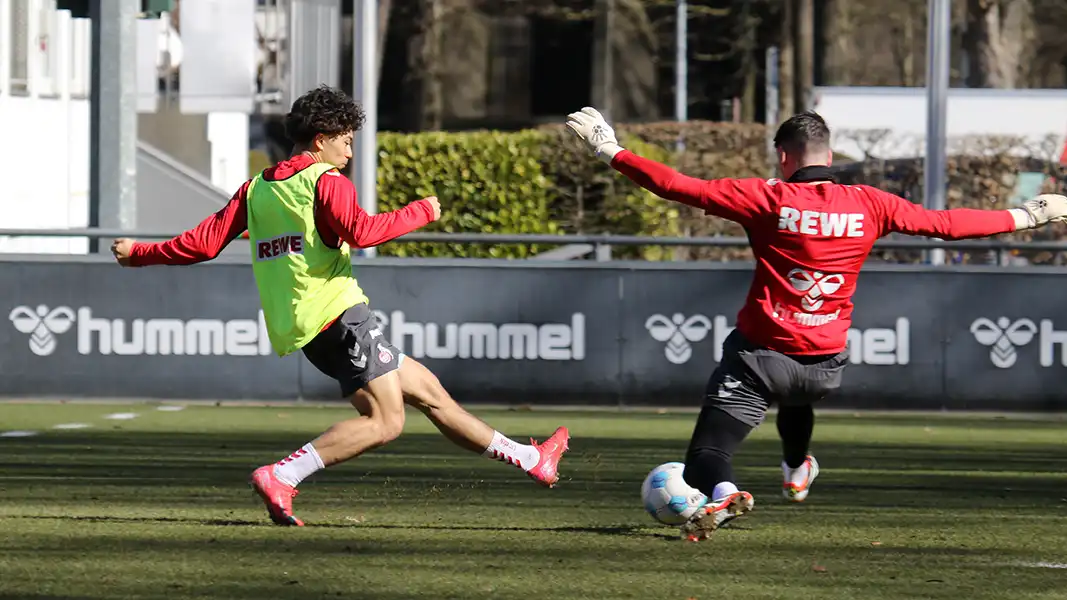 Justin von der Hitz (li.) am Dienstag im Profi-Training. (Foto: GEISSBLOG)