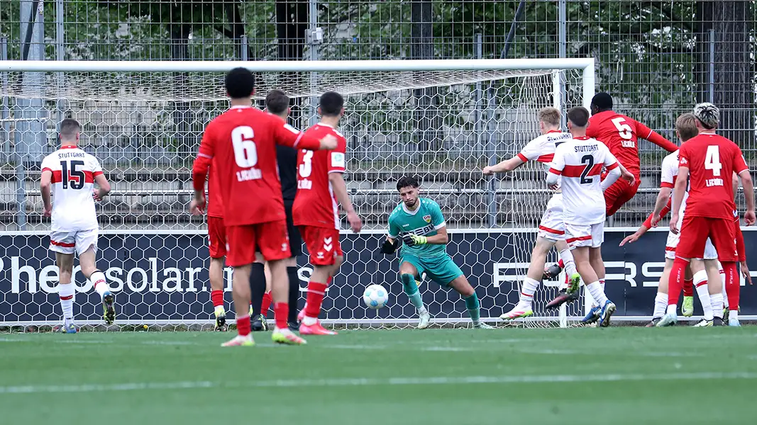 Assad Kotya Fofana mit seinem Treffer zum 3:3 in Stuttgart. (Foto: IMAGO / Pressefoto Baumann)