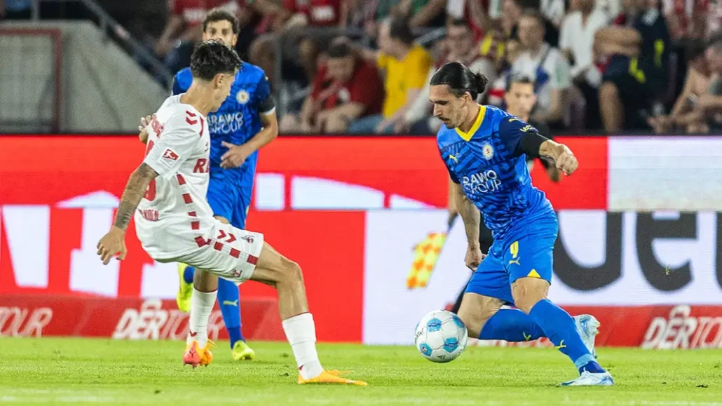 Rayan Philippe (re.) in der vergangenen Saison gegen den 1. FC Köln. (Foto: IMAGO / Revierfoto)