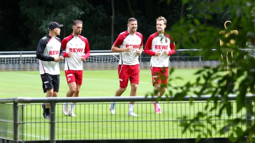 Leart Pacarada, Imad Rondic und Jacob Christensen mit Co-Trainer René Wagner. (Foto: GEISSBLOG)