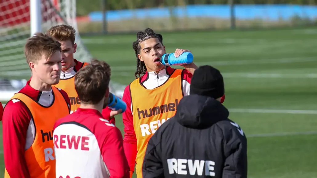 Jahmai Simpson-Pusey bei seiner ersten Trainingseinheit. (Foto: GEISSBLOG)