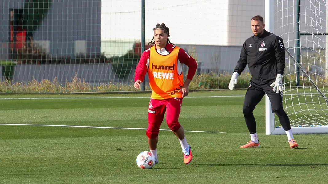 Jahmai Simpson-Pusey bei seiner ersten Trainingseinheit. (Foto: GEISSBLOG)