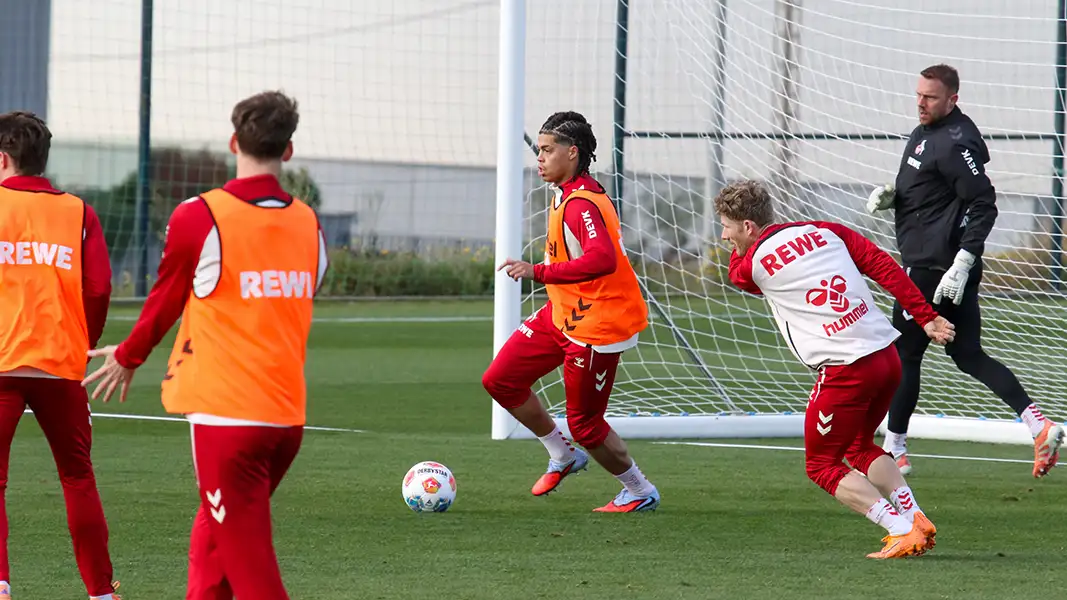 Jahmai Simpson-Pusey bei seiner ersten Trainingseinheit. (Foto: GEISSBLOG)