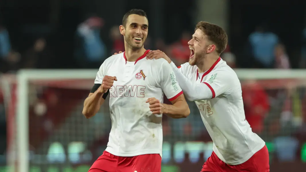Können bald wieder gemeinsam jubeln: Jan Thielmann mit Ellyes Skhiri. (Foto: IMAGO / osnapix)