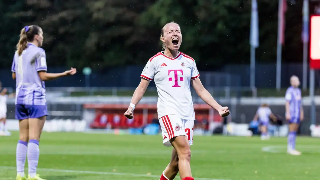 Beke Sterner bejubelt ihr Tor zum 1:0 gegen Hoffenheim. (Foto: IMAGO / Beautiful Sports)