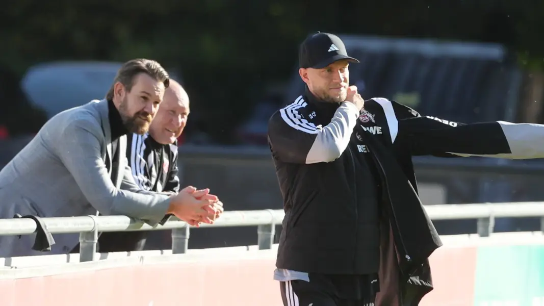 Am Geißbockheim scheint wieder die Sonne: René Wagner und Thomas Kessler beim Training am Mittwoch. (Foto: Bucco)
